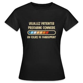VEUILLEZ PATIENTER - Frauen T-Shirt - Schwarz - Vorne - AI Model Female 172 dark (172cm)