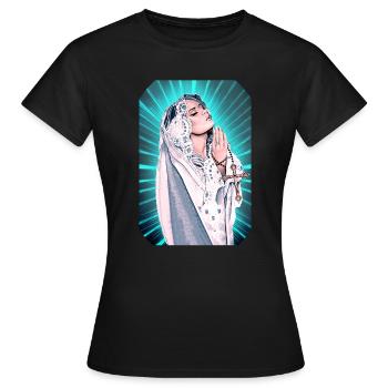 T-Shirt der Jungfrau Maria Madonna - Frauen T-Shirt - Schwarz - Vorne - AI Model Female 172 dark (172cm)