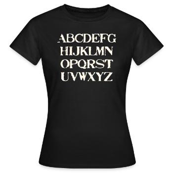 ABC Geschenkidee Alphabet - Frauen T-Shirt - Schwarz - Vorne - AI Model Female 172 dark (172cm)