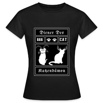 Cat Daemon Katzendaemon Katzenliebhaber - Frauen T-Shirt - Schwarz - Vorne - AI Model Female 172 dark (172cm)