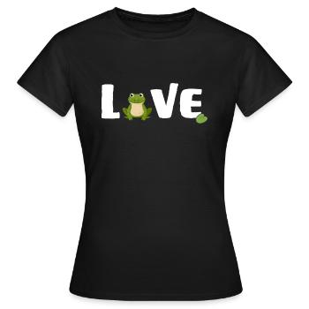 Frösche "frog love" Froschprinz - Frauen T-Shirt - Schwarz - Vorne - AI Model Female 172 dark (172cm)