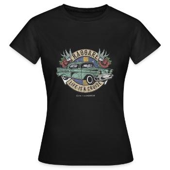 Raggare Life Is A Cruise Schweden Fahne Distressed - Frauen T-Shirt - Schwarz - Vorne - AI Model Female 172 dark (172cm)