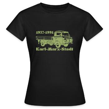 Barkas Pritsche - Frauen T-Shirt - Schwarz - Vorne - AI Model Female 172 dark (172cm)