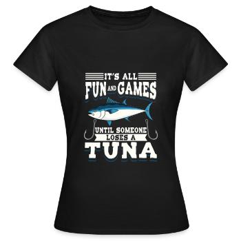 Humour au thon pour les pêcheurs en haute mer - T-shirt Femme - noir - Devant - AI Model Female 172 dark (172cm)