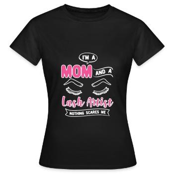 Mom & Lash Artist Make-Up Artist Humor - Frauen T-Shirt - Schwarz - Vorne - AI Model Female 172 dark (172cm)