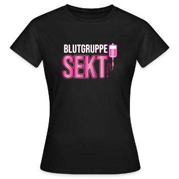 Blood group sparkling wine Funny gift for sparkling wine drinkers - Women's T-Shirt - black - Front - AI Model Female 172 dark (172cm)