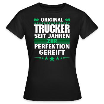 Trucker matured to perfection - Women's T-Shirt - black - Front - AI Model Female 172 dark (172cm)