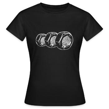 Drei stehende vintage Schraubenmuttern - Frauen T-Shirt - Schwarz - Vorne - AI Model Female 172 dark (172cm)