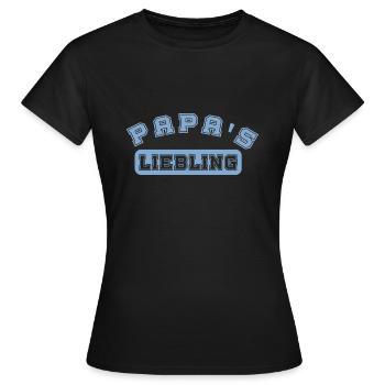Papa's Liebling blaue Schrift Geschenk Papa Sohn - Frauen T-Shirt - Schwarz - Vorne - AI Model Female 172 dark (172cm)