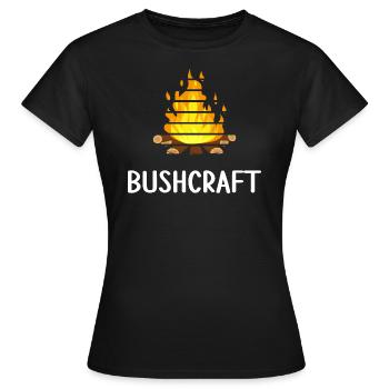 bushcraft fireplace outdoor shelter wildlife - Women's T-Shirt - black - Front - AI Model Female 172 dark (172cm)