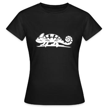 Wandelndes Chamäleon in der Natur - Frauen T-Shirt - Schwarz - Vorne - AI Model Female 172 dark (172cm)