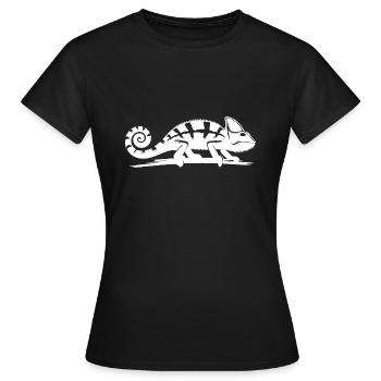 Kinder Chamäleon wandert über einen Ast - Frauen T-Shirt - Schwarz - Vorne - AI Model Female 172 dark (172cm)