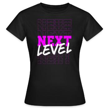 Conception de typographie magenta de niveau supérieur - T-shirt Femme - noir - Devant - AI Model Female 172 dark (172cm)