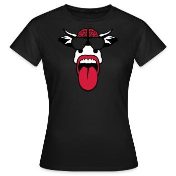 vache cervelle lunette langue tire cerveau - T-shirt Femme - noir - Devant - AI Model Female 172 dark (172cm)