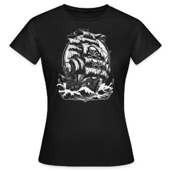 Bateau pirate - T-shirt Femme - noir - Devant - AI Model Female 172 dark (172cm)