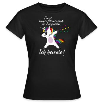 Einhorn fresst Sternenstaub Ich heirate JGA - Frauen T-Shirt - Schwarz - Vorne - AI Model Female 172 dark (172cm)