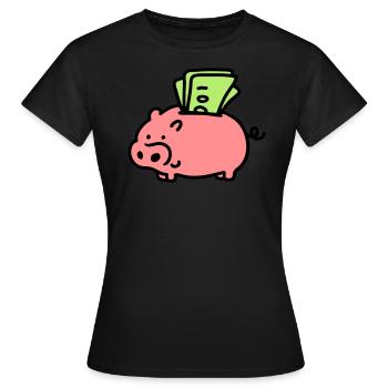 Tirelire - notes 3 - T-shirt Femme - noir - Devant - AI Model Female 172 dark (172cm)