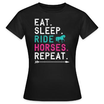 CHEVAUX CHEMISE - T-shirt Femme - noir - Devant - AI Model Female 172 dark (172cm)