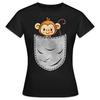 Pocket Monkey Animal In Your Pocket Monkey - Frauen T-Shirt - Schwarz - Vorne - AI Model Female 172 dark (172cm)