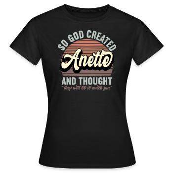Nom Anette Cadeau Anniversaire Dire Drôle - T-shirt Femme - noir - Devant - AI Model Female 172 dark (172cm)
