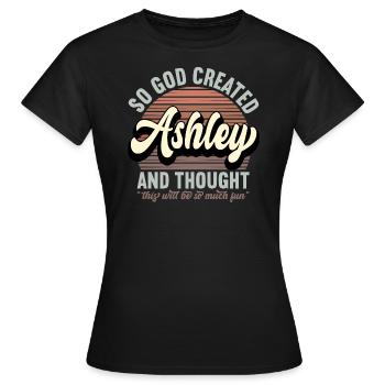 Nom Ashley Cadeau Anniversaire Dire Drôle - T-shirt Femme - noir - Devant - AI Model Female 172 dark (172cm)
