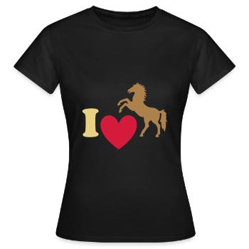 ★ Les couleurs de conception peuvent être modifiées ★ J'adore les chevaux - T-shirt Femme - noir - Devant - AI Model Female 172 dark (172cm)
