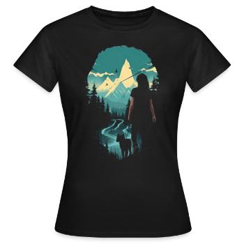 Wanden mit Hund - Frauen T-Shirt - Schwarz - Vorne - AI Model Female 172 dark (172cm)