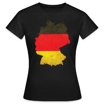 Allemagne - frontière nationale sous drapeau national - T-shirt Femme - noir - Devant - AI Model Female 172 dark (172cm)