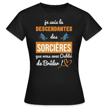 la descendante des sorcières sorcellerie magie - T-shirt Femme - noir - Devant - AI Model Female 172 dark (172cm)