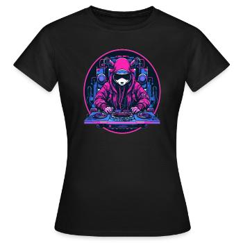 Sommerfest Party Cyberpunk Rave Panda - Frauen T-Shirt - Schwarz - Vorne - AI Model Female 172 dark (172cm)
