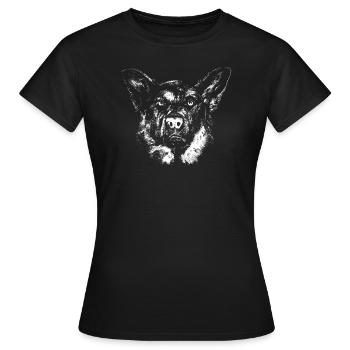 Schaeferhund Kopf Hund Gesicht - Frauen T-Shirt - Schwarz - Vorne - AI Model Female 172 dark (172cm)