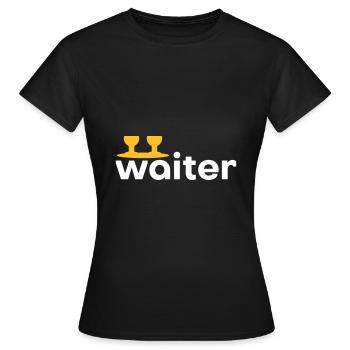 Waiter (Tablett mit zwei Weingläsern) - Frauen T-Shirt - Schwarz - Vorne - AI Model Female 172 dark (172cm)