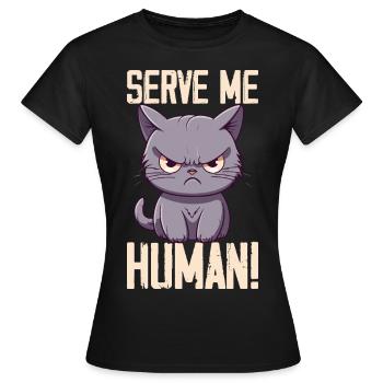 Serve Me Humain Chat Mignon - T-shirt Femme - noir - Devant - AI Model Female 172 dark (172cm)