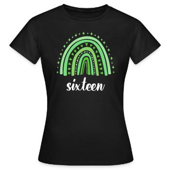 Grün Regenbogen Sechzehn Jahre 16. Geburtstag - Frauen T-Shirt - Schwarz - Vorne - AI Model Female 172 dark (172cm)