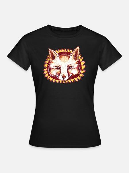 Renard Cartoon - T-shirt Femme - noir