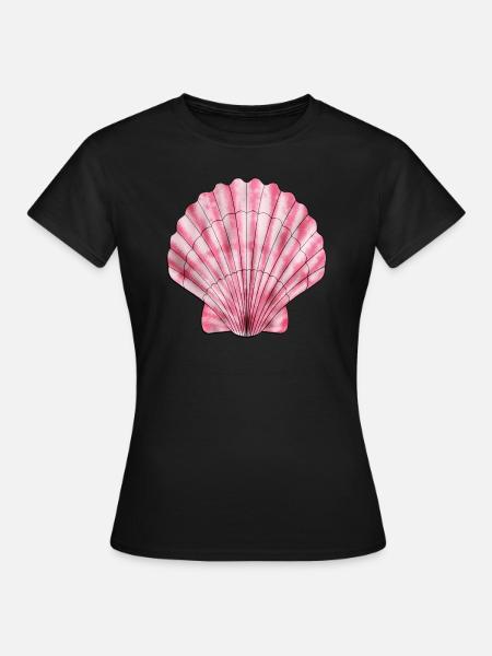 Rosa Jakobsmuschel - Frauen T-Shirt - Schwarz