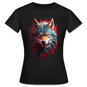 Düsterer Fenriswolf, mystischer Wolf - Frauen T-Shirt - Schwarz - Vorne - AI Model Female 172 dark (172cm)
