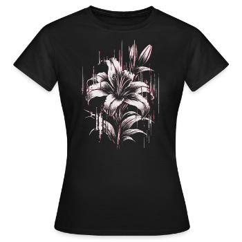 Gothic Lilie – Dunkle Ästhetik, Distressed - Frauen T-Shirt - Schwarz - Vorne - AI Model Female 172 dark (172cm)