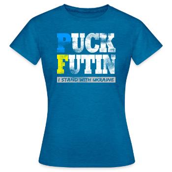 Ukraine - Frauen T-Shirt - Antikblaues Saphir meliert - Vorne - AI Model Female 172 dark (172cm)
