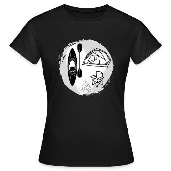 Kajakfahren und Campen - Frauen T-Shirt - Schwarz - Vorne - AI Model Female 172 dark (172cm)