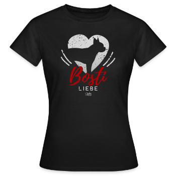 Boston Terrier mit Herz - Frauen T-Shirt - Schwarz - Vorne - AI Model Female 172 dark (172cm)
