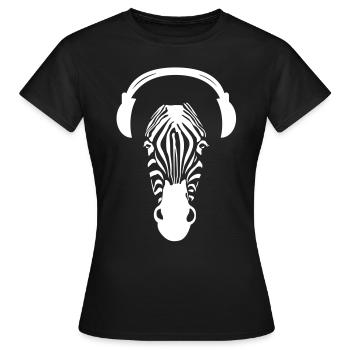 Zebra with Headphones - Frauen T-Shirt - Schwarz - Vorne - AI Model Female 172 dark (172cm)