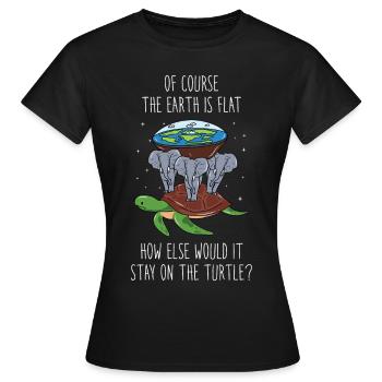 Flat Earth Society Parodie Cadeau - T-shirt Femme - noir - Devant - AI Model Female 172 dark (172cm)