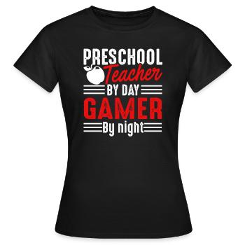 Preschool Teacher Preschool Teacher Gamer - Women's T-Shirt - black - Front - AI Model Female 172 dark (172cm)