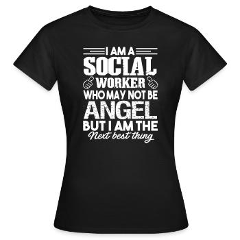 Social Worker Social Worker Angel - Women's T-Shirt - black - Front - AI Model Female 172 dark (172cm)