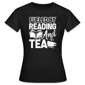 Reading Fueled By Reading And Tea - Women's T-Shirt - black - Front - AI Model Female 172 dark (172cm)
