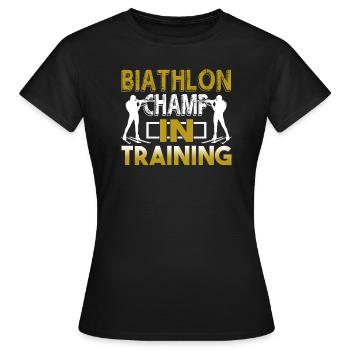 Biathlon Biathlon Champ In Training - Women's T-Shirt - black - Front - AI Model Female 172 dark (172cm)