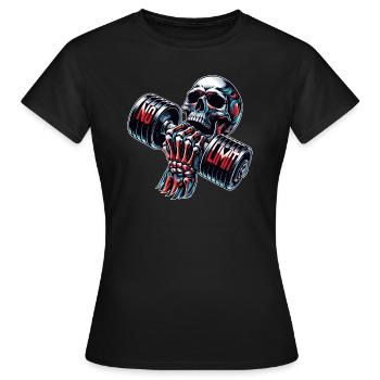 Crâne de musculation No Limit Workout avec haltère - T-shirt Femme - noir - Devant - AI Model Female 172 dark (172cm)