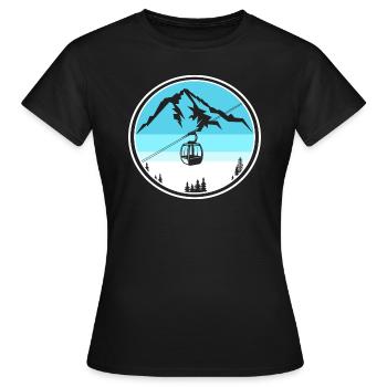 Cable car in front of Bergen with gondola for cable car operators - Women's T-Shirt - black - Front - AI Model Female 172 dark (172cm)