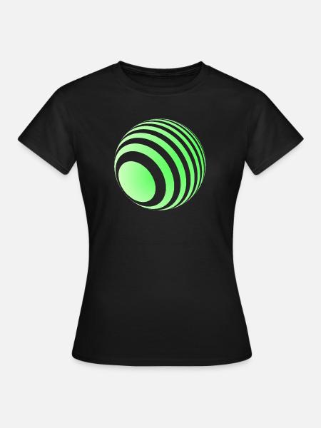 3D-Ball mit grünen Streifen - Frauen T-Shirt - Schwarz